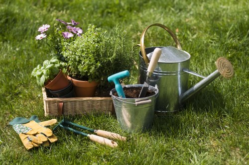 Wood chipping and composting area for reusing garden waste